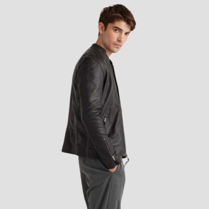 black leather jacket men