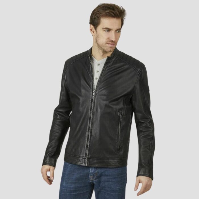 black leather jacket men outfit