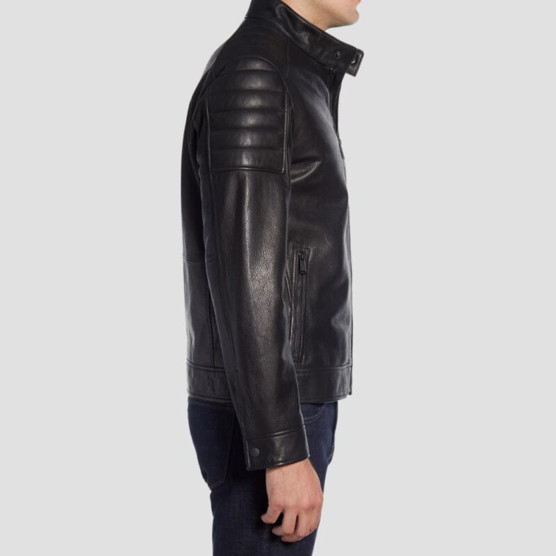 black leather moto jacket men