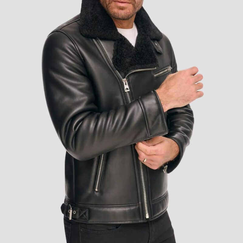 black men shearling jacket