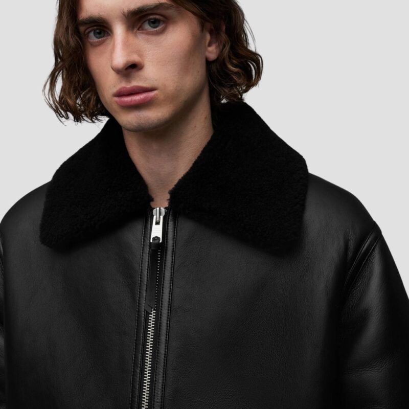 black shearling jacket men