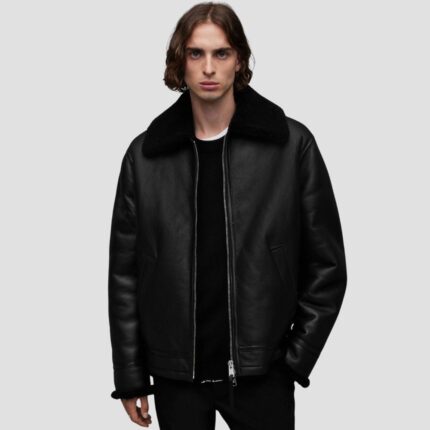 black shearling jacket mens