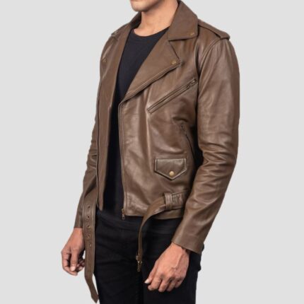 brown biker jacket men