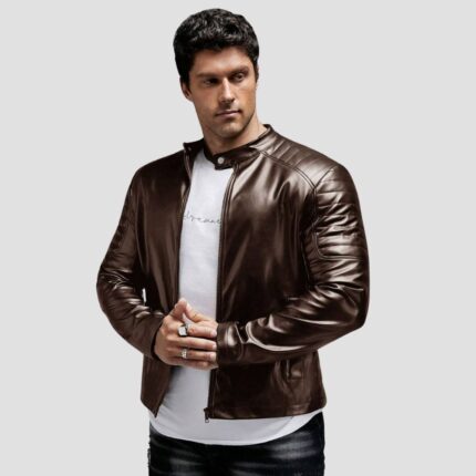 brown leather jacket men