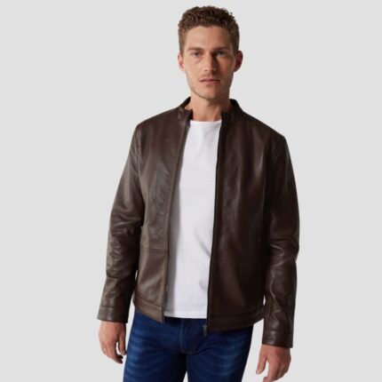 brown leather jacket men