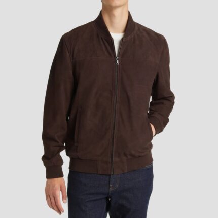 brown suede bomber jacket men