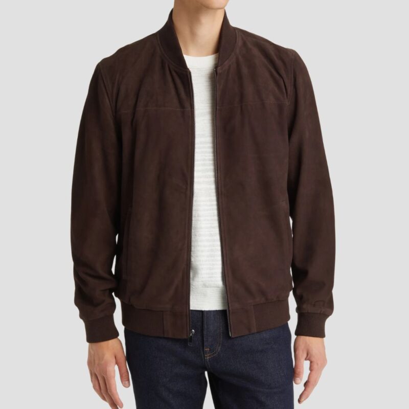 brown suede bomber jacket mens