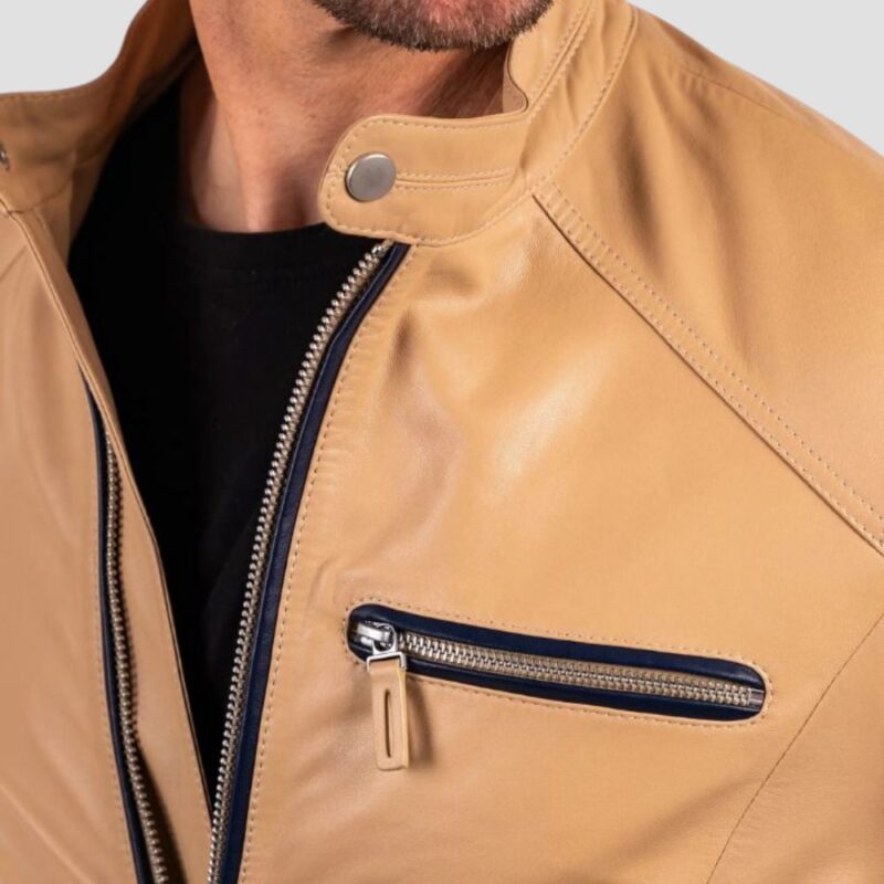 cream moto jacket men