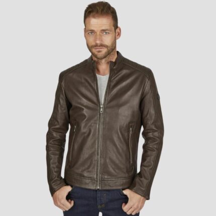 dark brown leather jacket mens