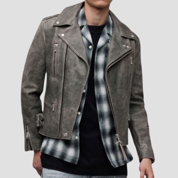 grey biker jacket mens