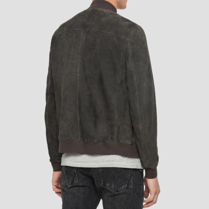 grey suede bomber jacket men