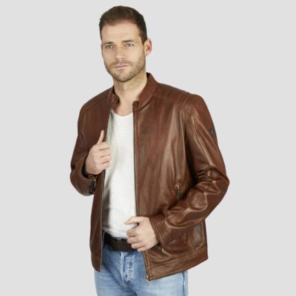 leather jacket with collar