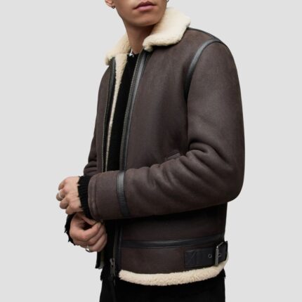 leather shearling jacket men