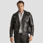 mens biker jacket black