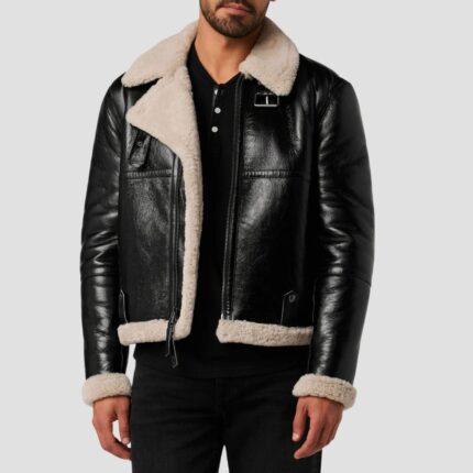 mens black shearling jacket