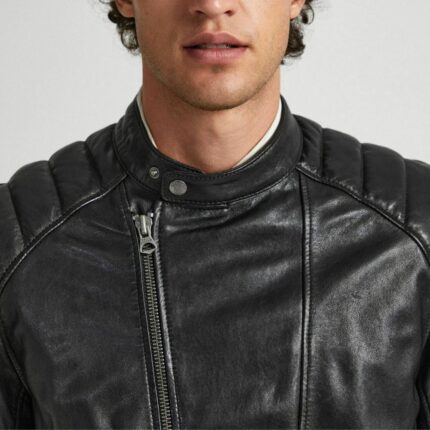 men's style black leather jacket