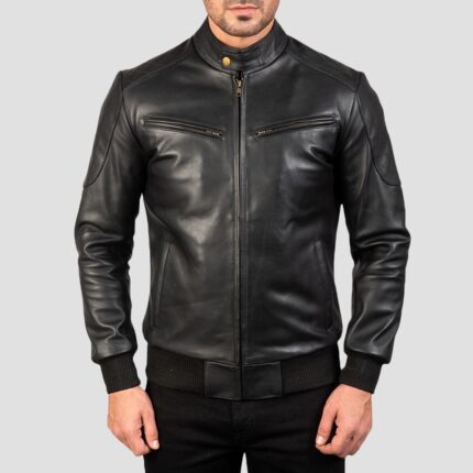 quilted black bomber jacket men