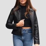 black leather jacket outfit womens