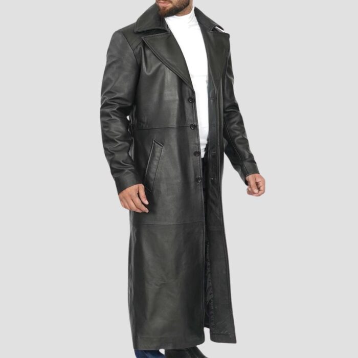 black leather trench coat men