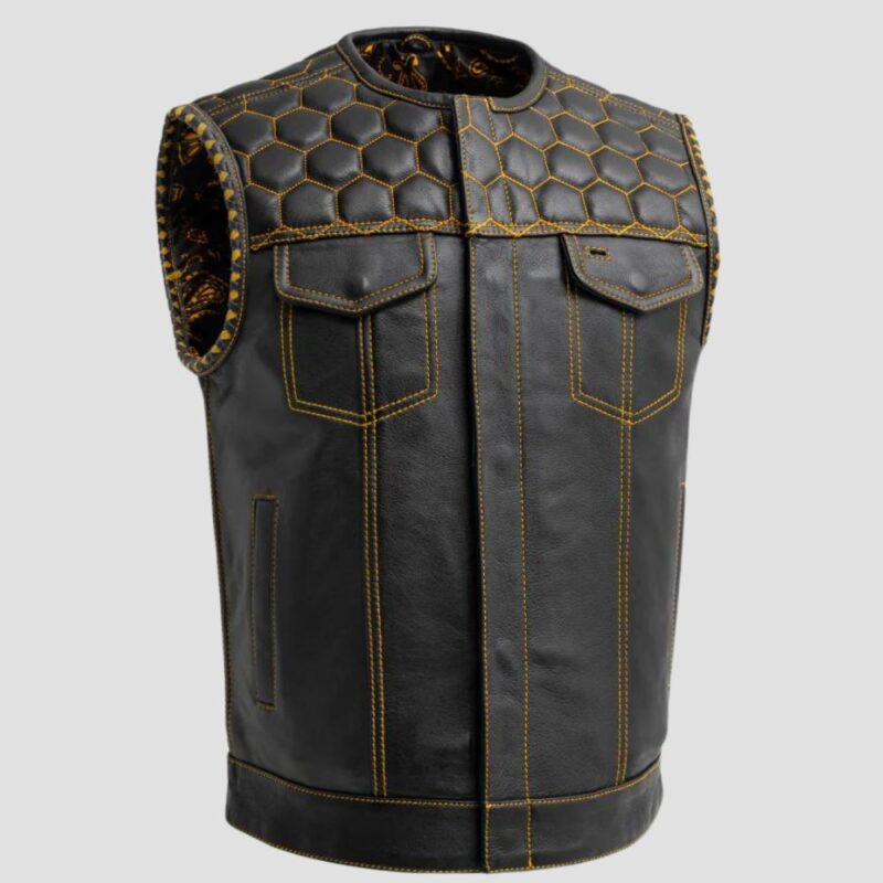 black leather vest for men