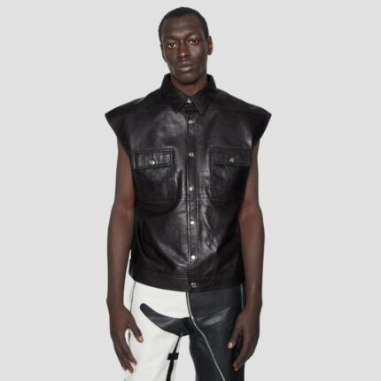 black leather vest men