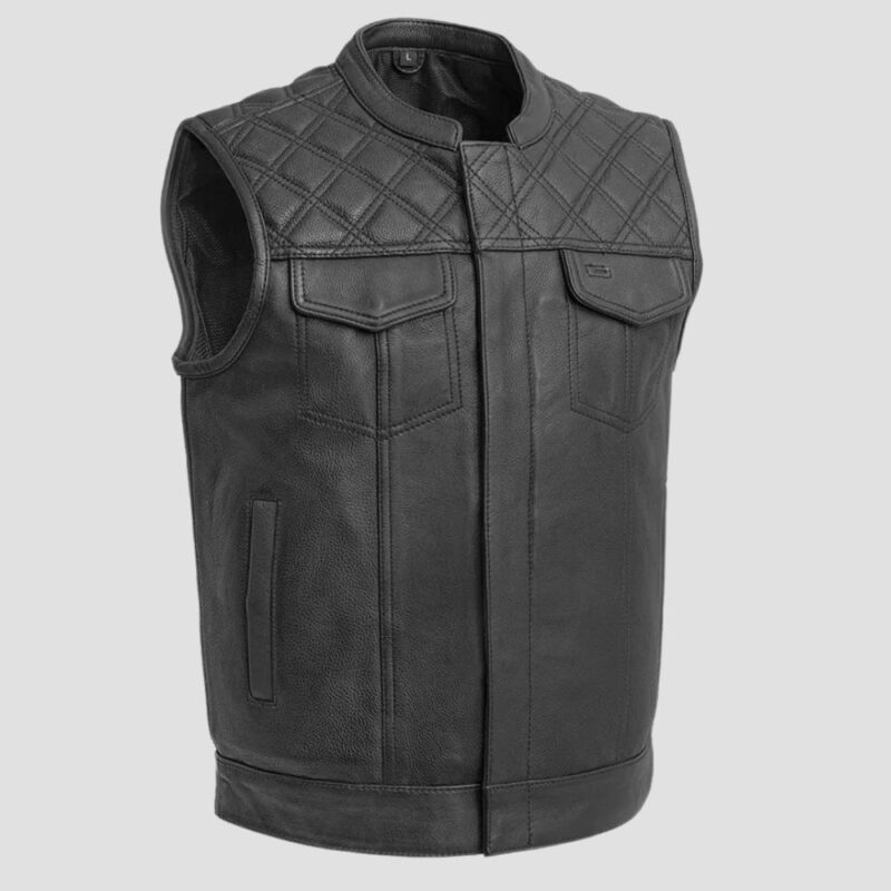 black leather vest mens