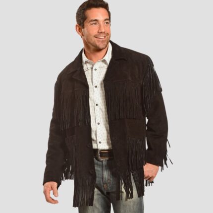 black suede fringe jacket mens