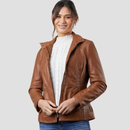 brown womens leather jacket