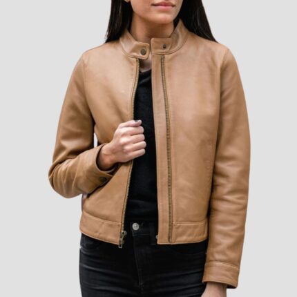 cream leather jacket womens