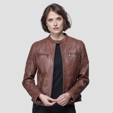 dark brown leather jacket womens