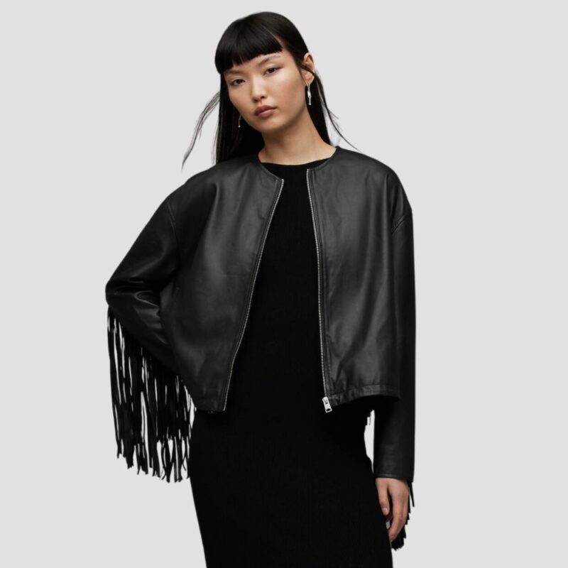 fringe bomber jacket women