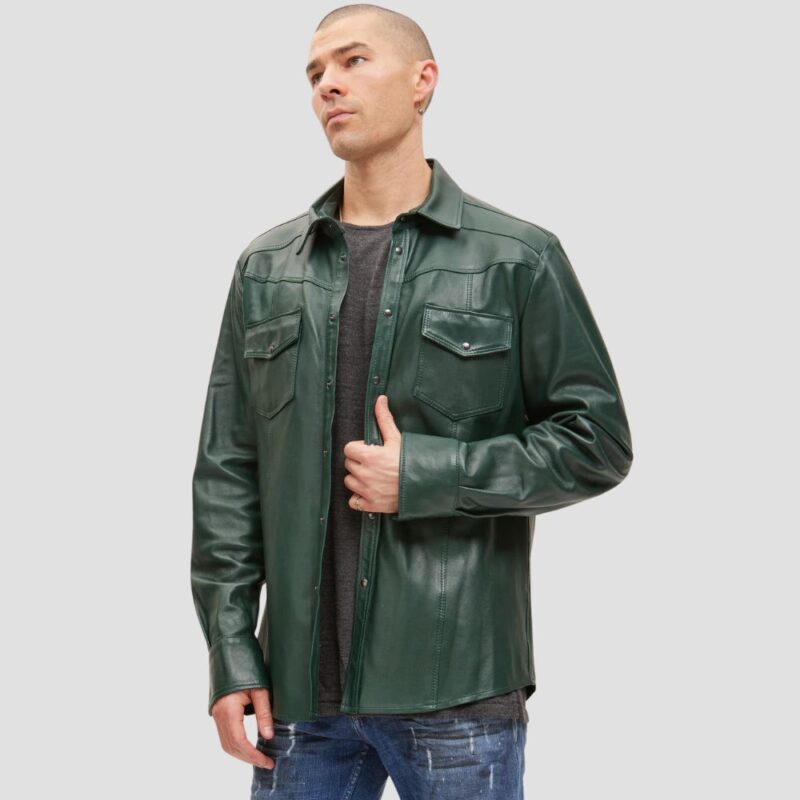 lambskin leather shirt mens