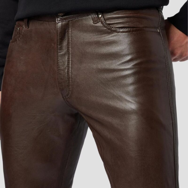 lambskin leather skinny trouser men
