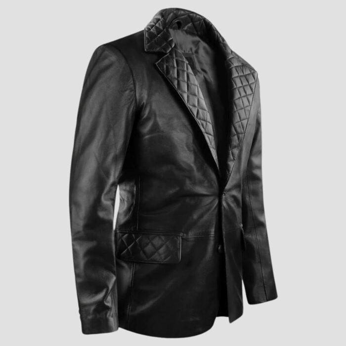 leather black coat men