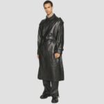 leather trench coat mens black