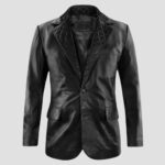 men black leather coat