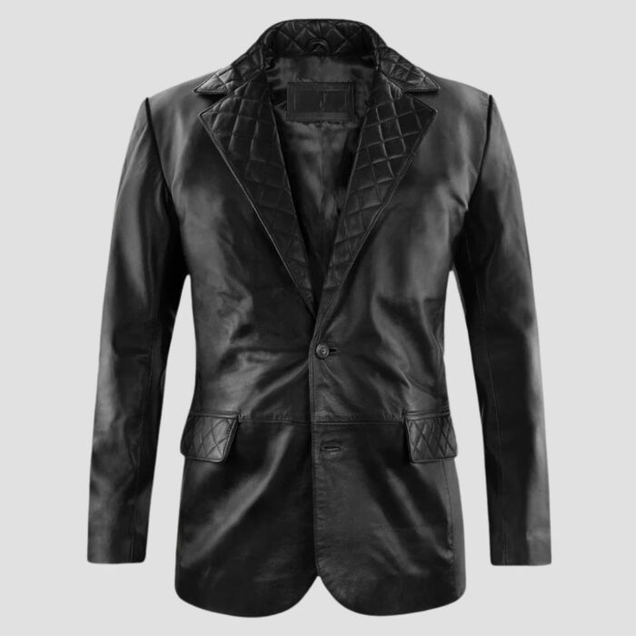 men black leather coat