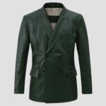 mens green leather coat