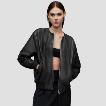 oversize leather bomber jacket