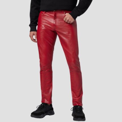 red leather pants for mens