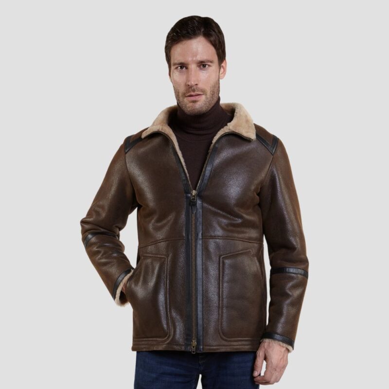 shearling leather jacket men