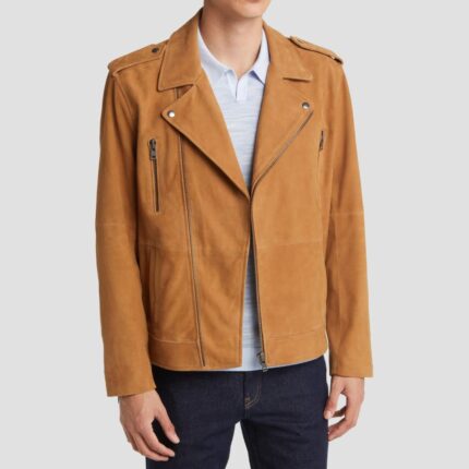 suede leather biker jacket men