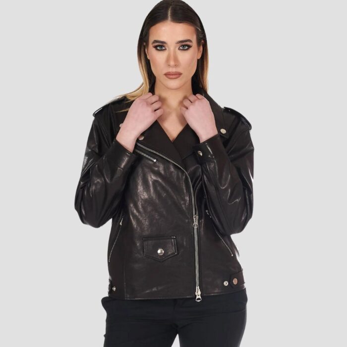 women biker leather jacket