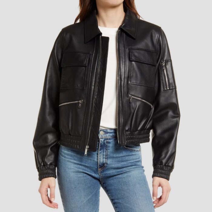 women leather bomber jacket