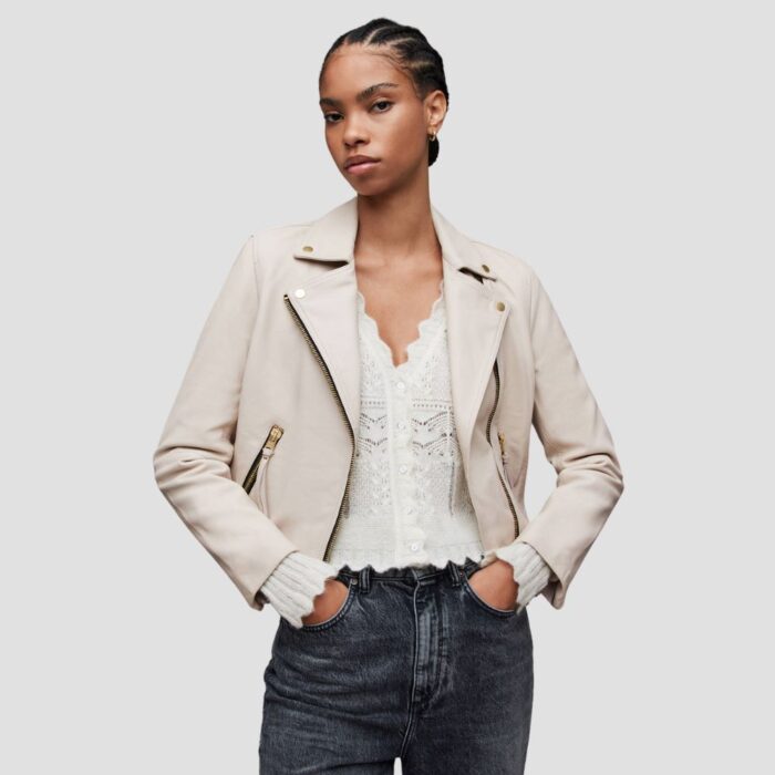 women white biker jacket