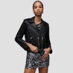 womens biker jacket black