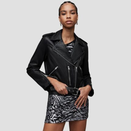 womens biker jacket black