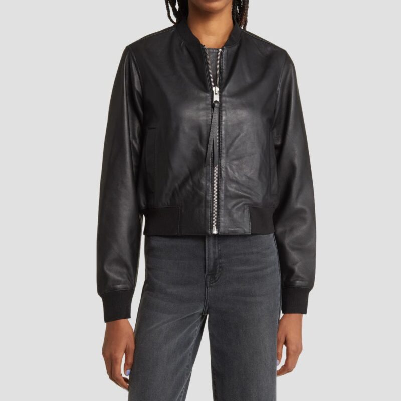 womens black bomber jacket