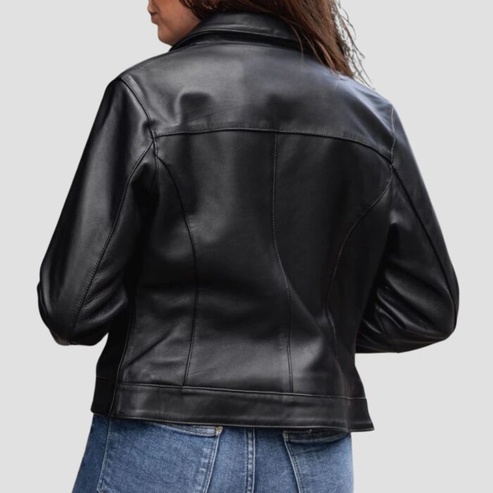 womens black leather jacket outfit