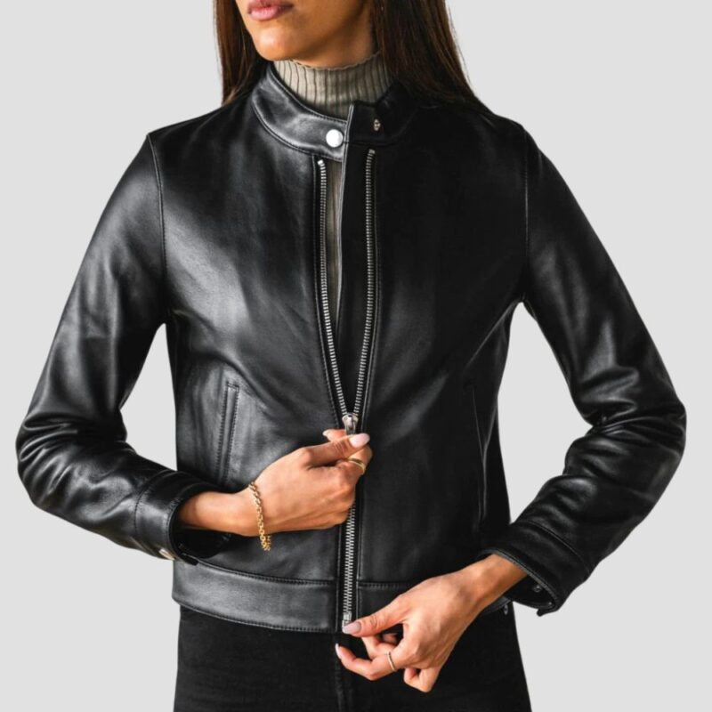 womens black leather jackets